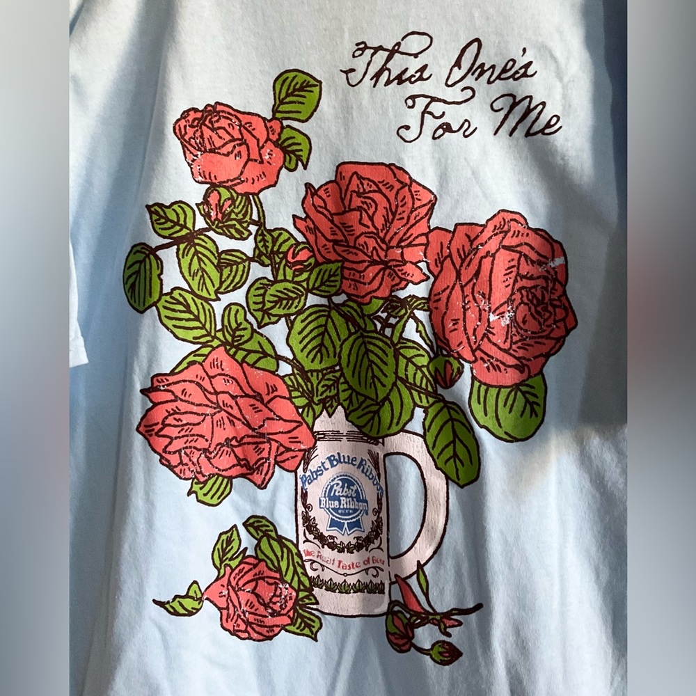 Pabst Blue Ribbon Stein & Roses T-Shirt, S, M, XL